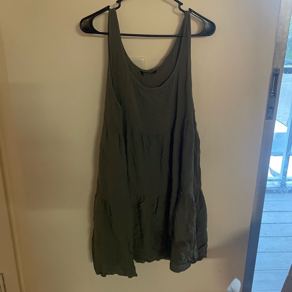 dark army green flowy tank top dress